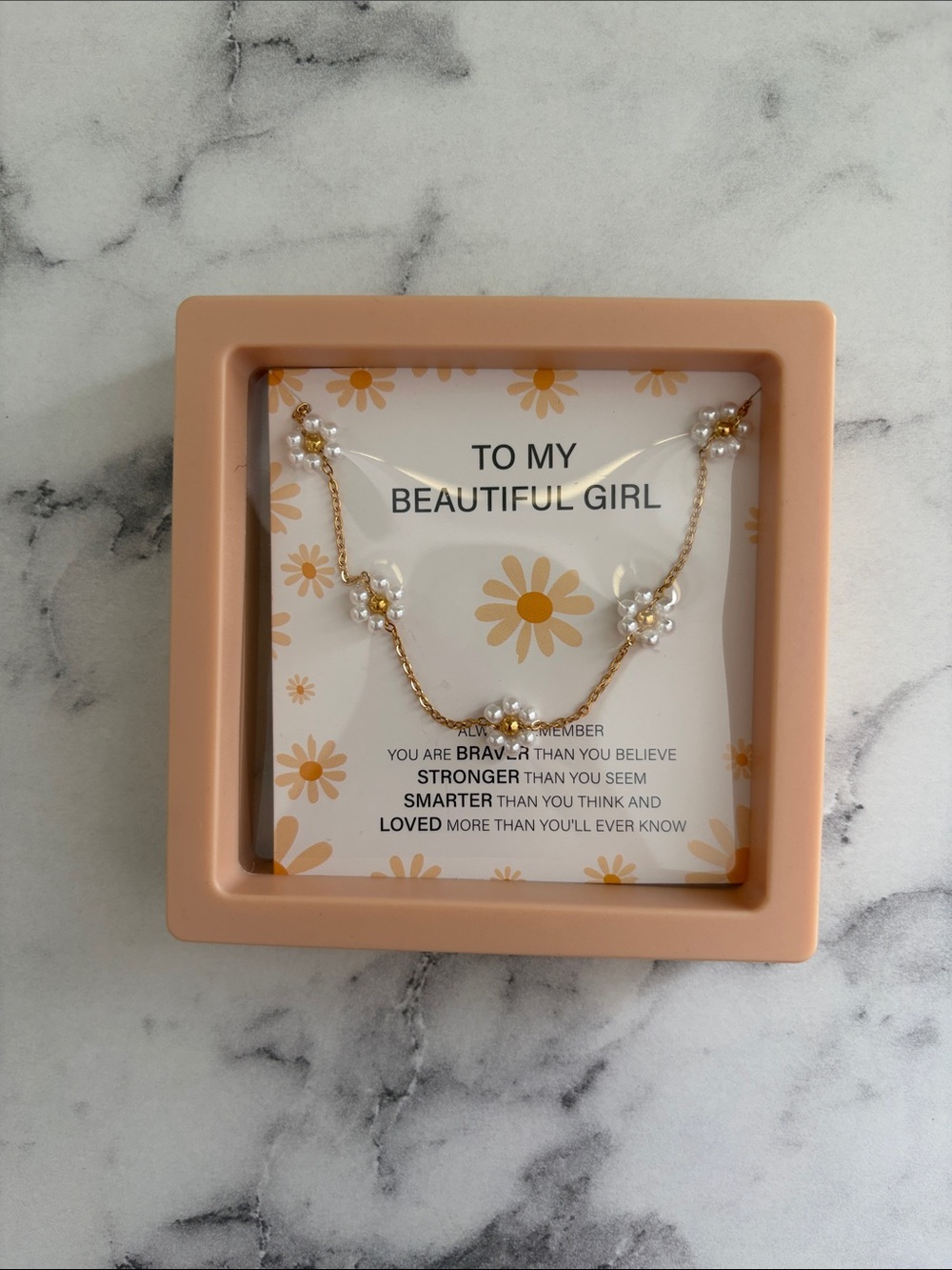 Delicate Pearl Daisy Necklace - Gold Tone - Women Jewelry